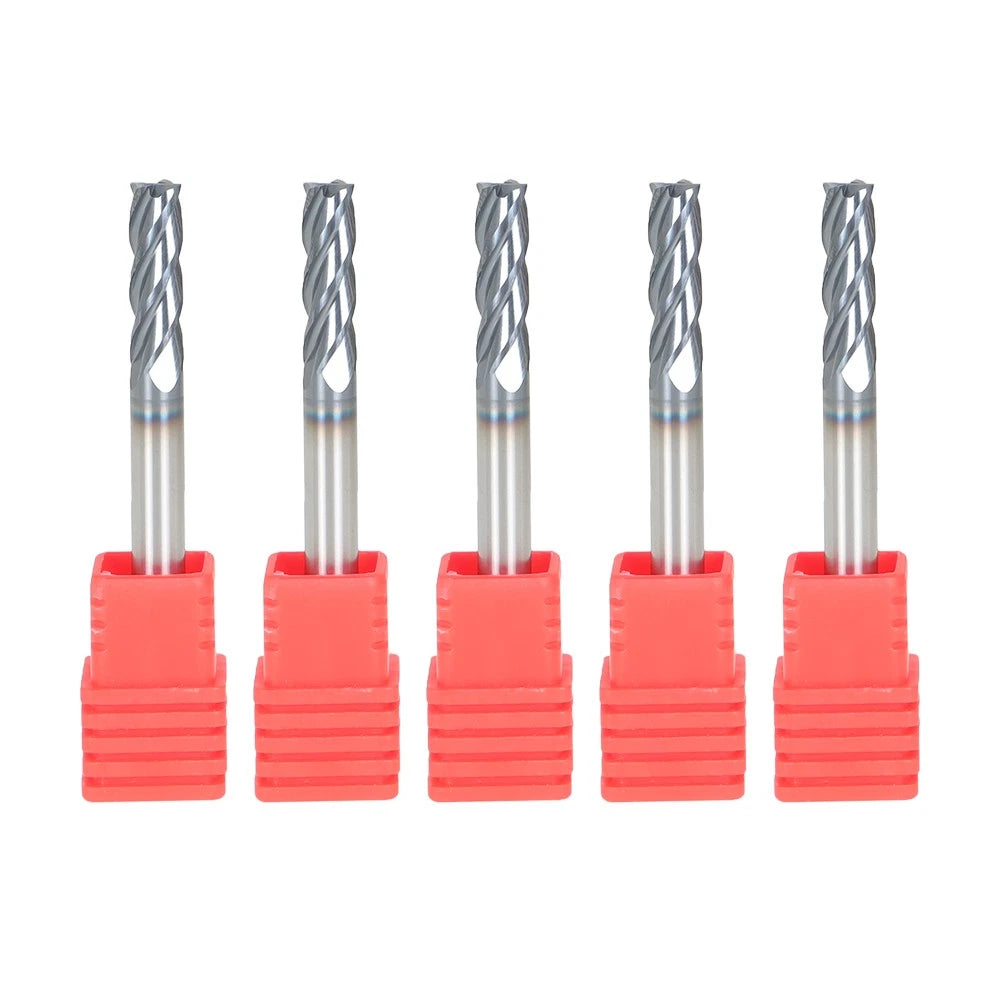 5 Pcs 2" Carbide End Mill 3/16" 4 Flute for Various Applications