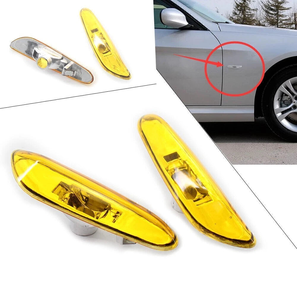 2X Side Marker Light Turn Signal Lamp for BMW E46 4DR (2002–2005) Yellow