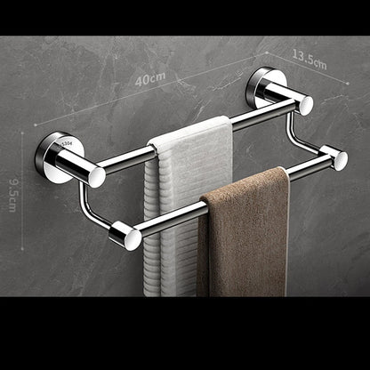 Stainless Steel Double Towel Rack for Bathroom No Drill Fit