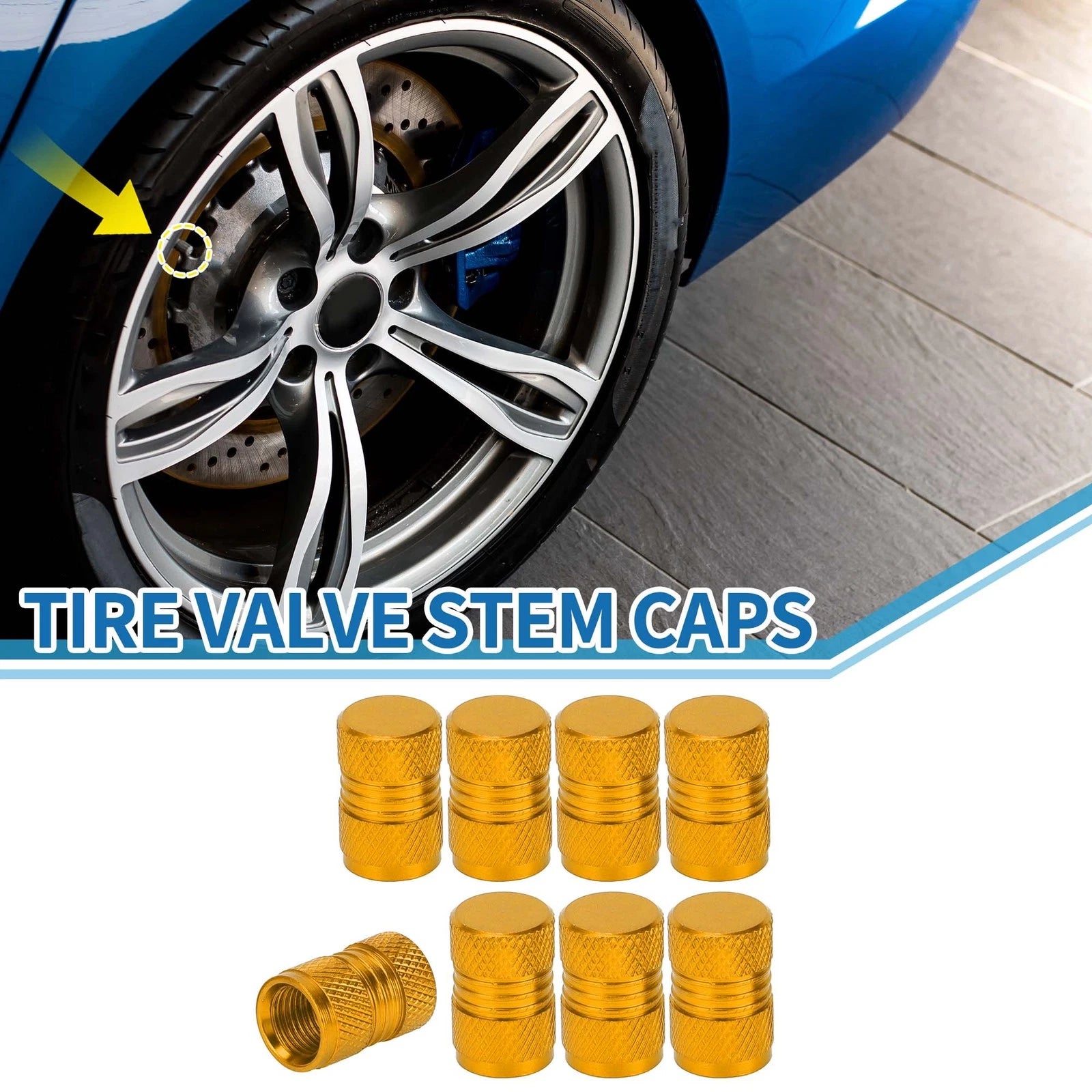 Valve Stem Caps 11x16mm Replacement for Car SUV Bike Wheel (8 Pack)