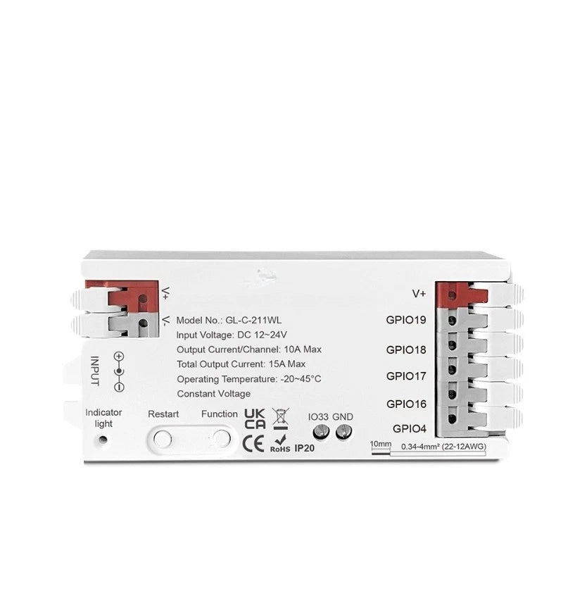 WiFi LED Strip Dimmer Controller for RGBW CCT DC12 24V 15A