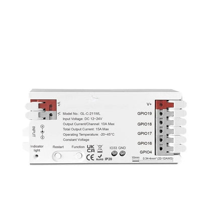 WiFi LED Strip Dimmer Controller for RGBW CCT DC12 24V 15A