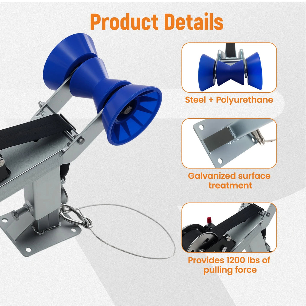 Adjustable Height Winch Mount for Boat Trailer (3" x 4") Galvanized