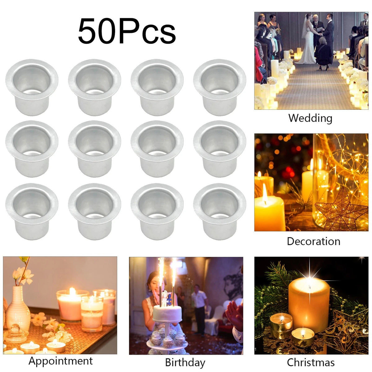 Candle Insert Metal Decorative Desk Tea Light Holder for