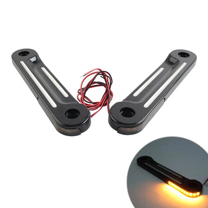 Front LED Flush Fork Turn Signals Brackets Black For Harley Street Glide 2pcs