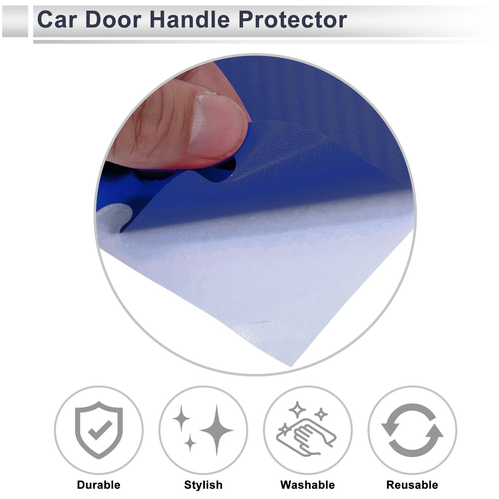 Door Handle Sticker for Auto (83x90mm) - Protective Film Blue