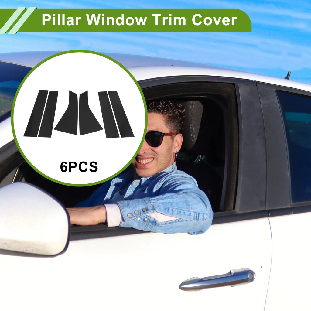 6 Pcs Pillar Window Trim Replacement for Chevy Blazer (2019–2024) Black