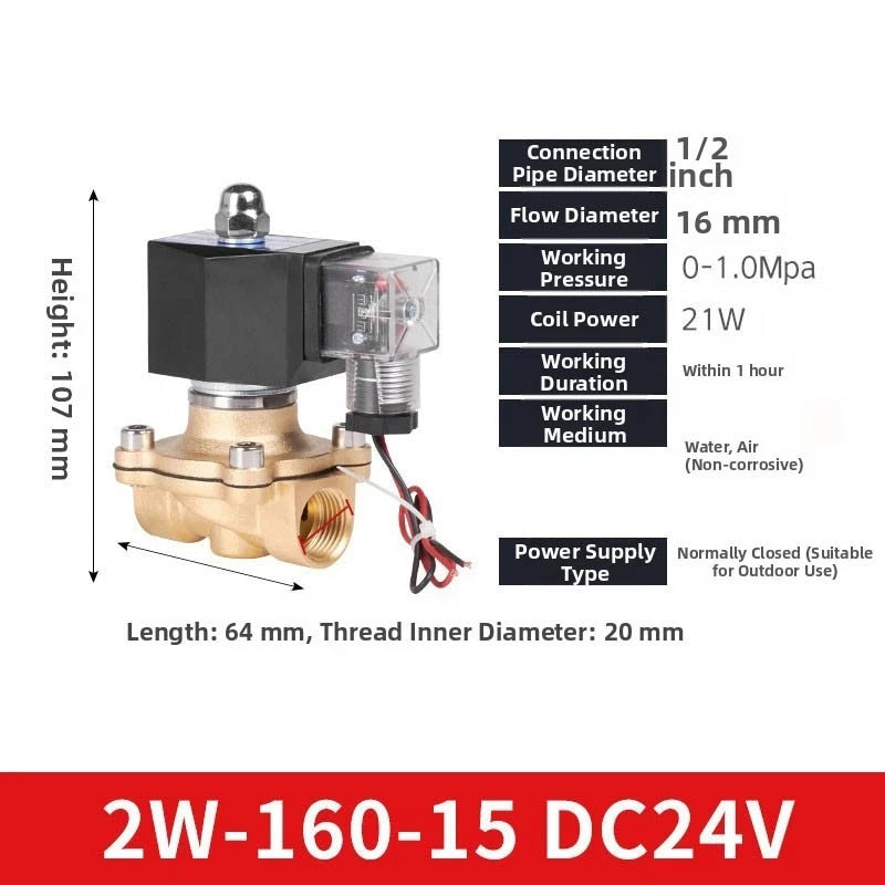 DC24V Brass Electromagnetic Solenoid Valve for Water Control