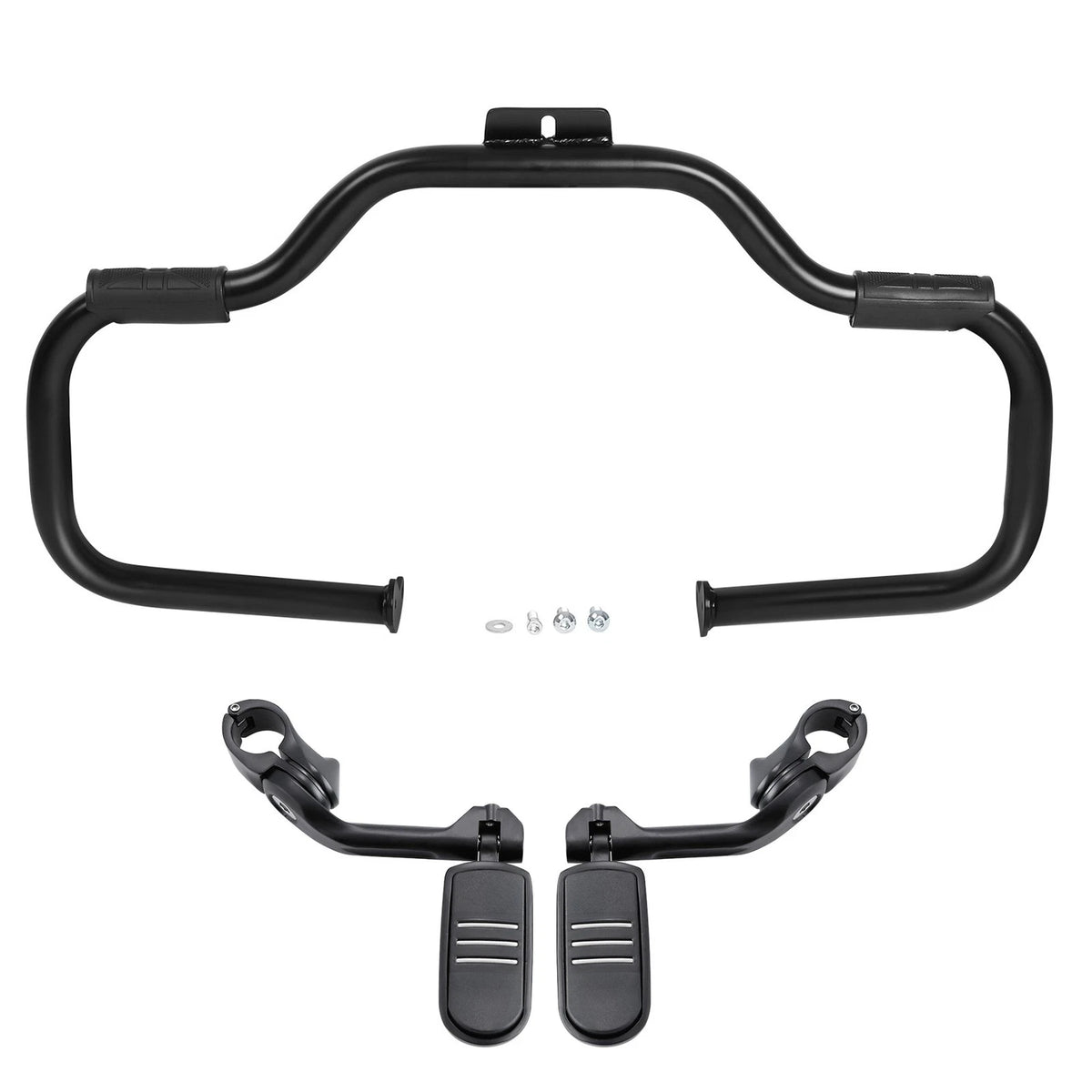 Matte Black Engine Guard Footpegs for Harley Softail Fatboy (2000–2017)