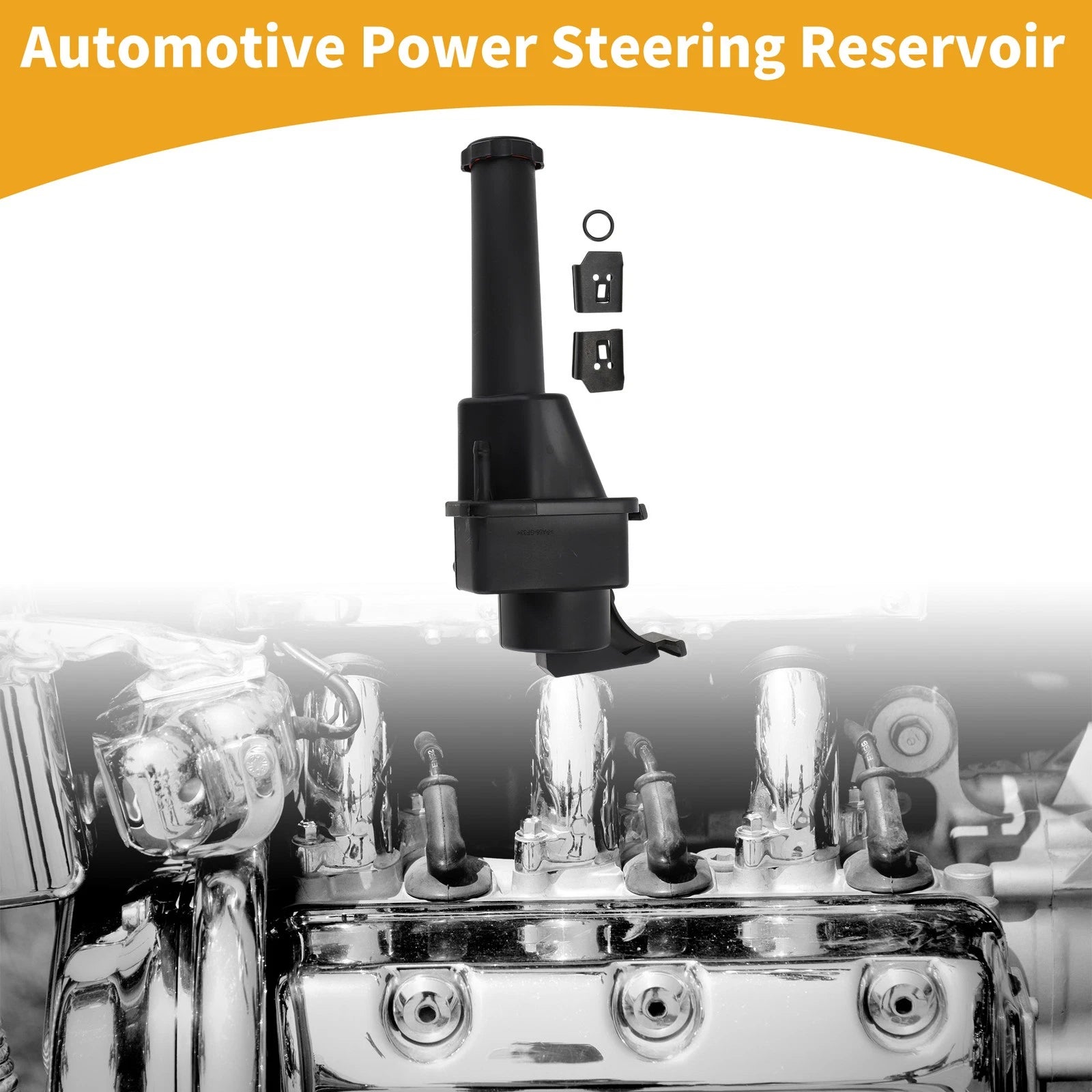 Power Steering Reservoir for Chevrolet Silverado 2016–2019 Plastic Black