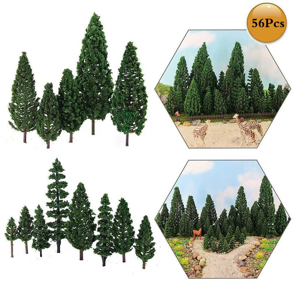 56pcs Mixed Model Tree Set for HO OO Scale Train Railroad Landscape Decor