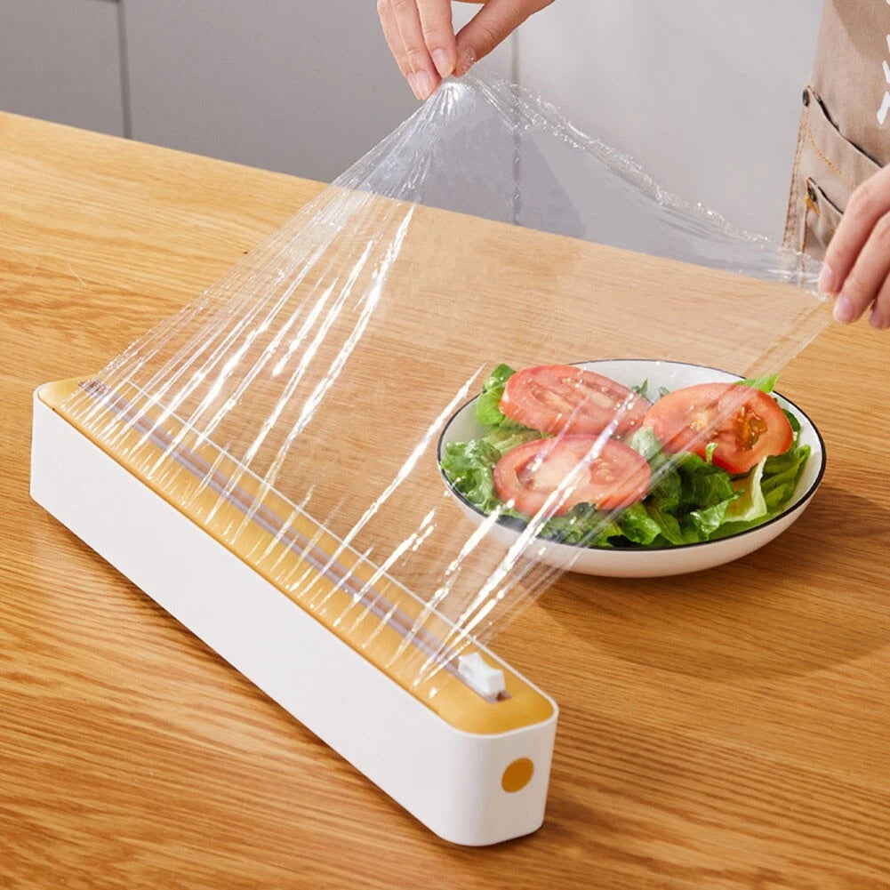 Cling Film Cutter with Suction Cup Base for Kitchen Use