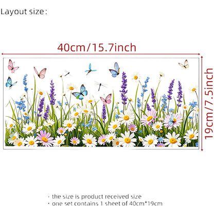 Wall Sticker for Easy Peel Daisy and Butterfly (40x19cm)