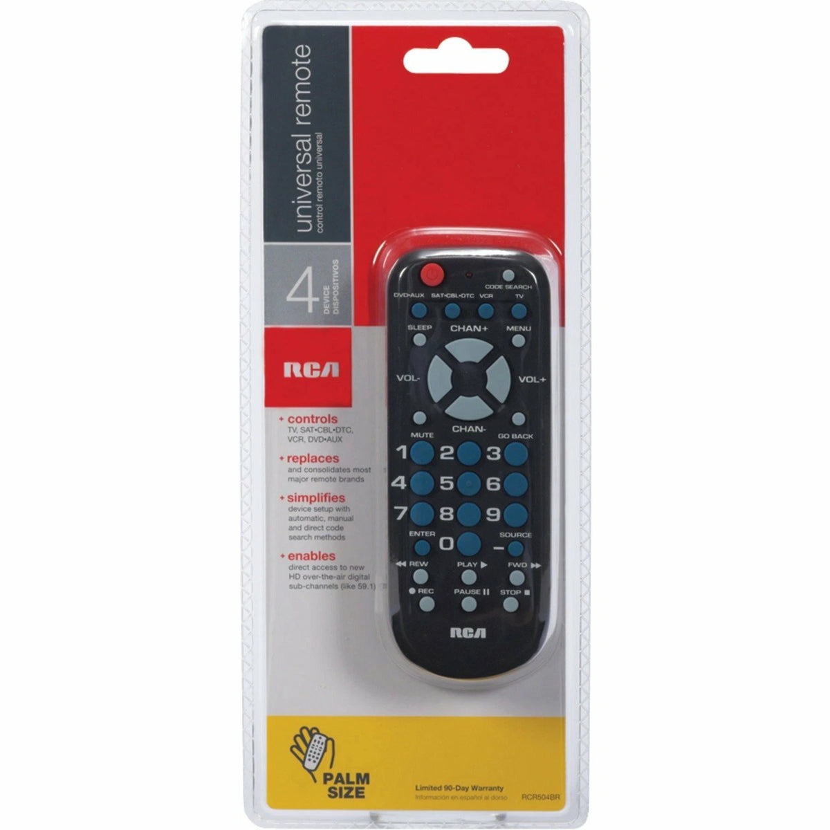 RCA RCR504BE Universal Remote for Multiple Devices (4-Device)