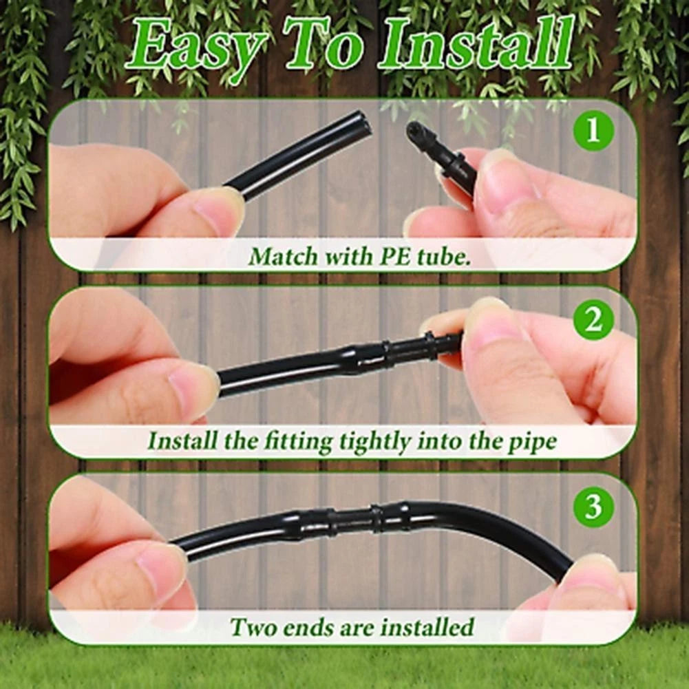 100 Pieces 1/4 Inch Barbed Connectors for Drip Irrigation