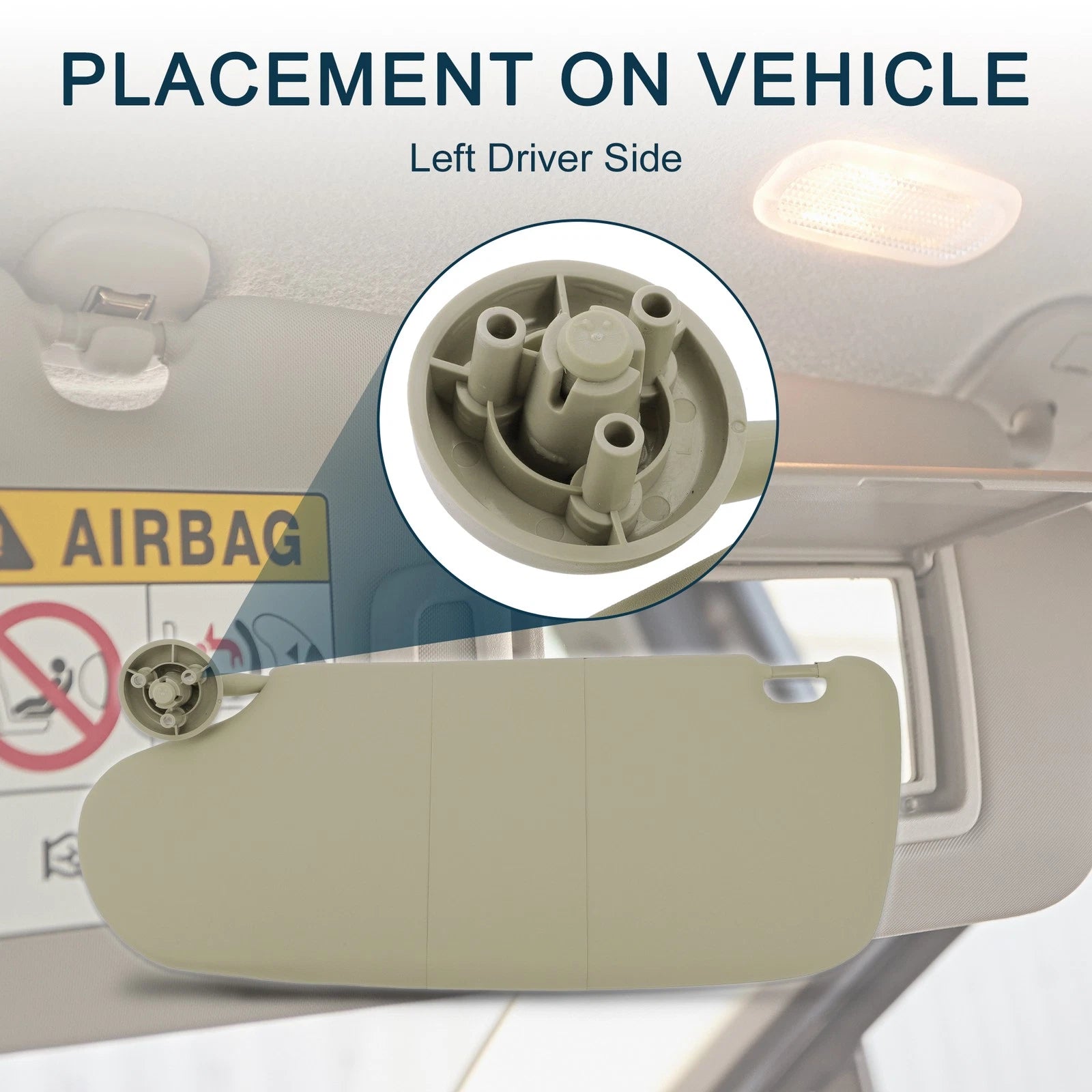 Left Driver Side Sun Visor Assembly for Dodge Ram 1500 (2002–2005) Beige