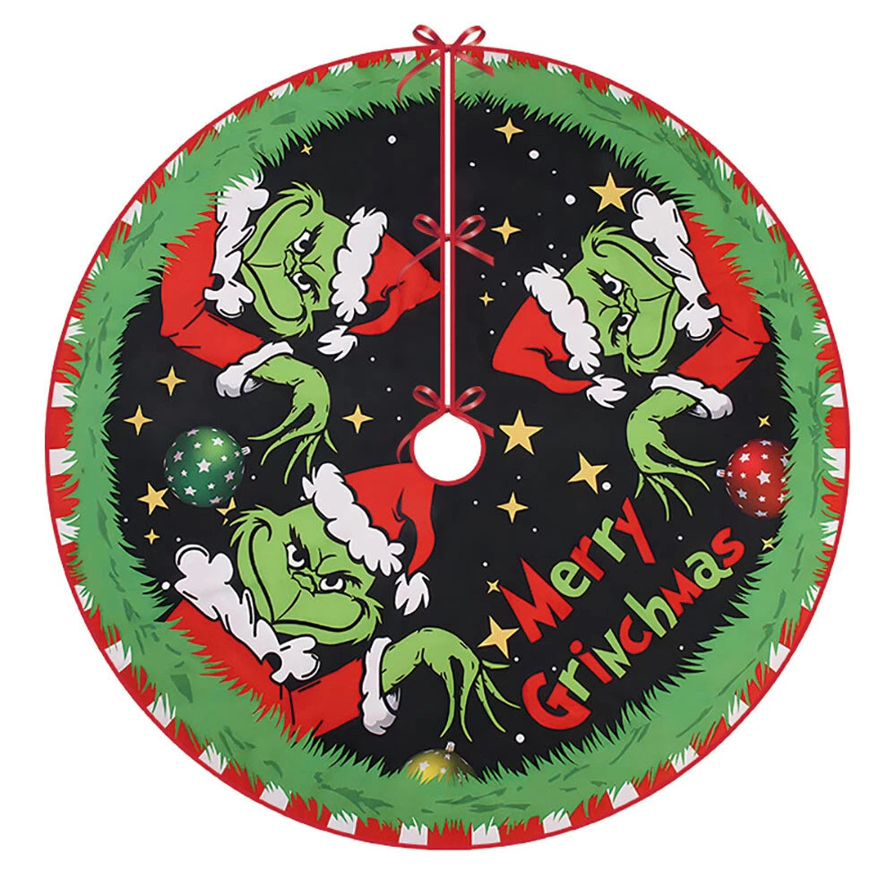 Christmas Tree Skirt Base Floor Mat 48 Inch Grinch Ornament