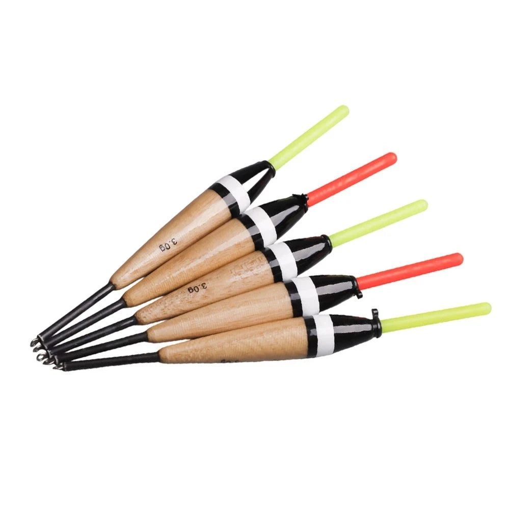 5 Pack Balsa Wood Fishing Floats 2g 3g 4g Multi Color Long Cast