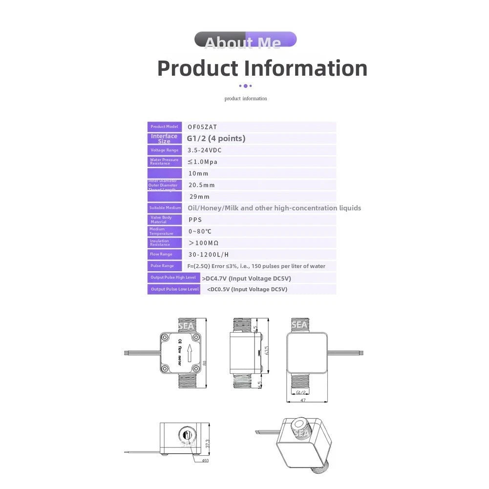 Flow Meter Hall Sensor for Urea Solution (G1/2 Thread)
