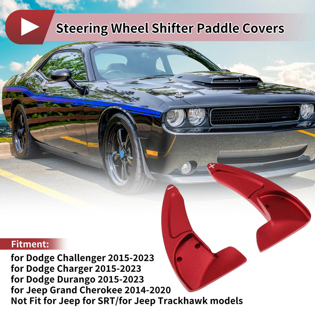 Steering Wheel Shift Extensions Aluminum Red for Dodge Challenger (2008–2023)