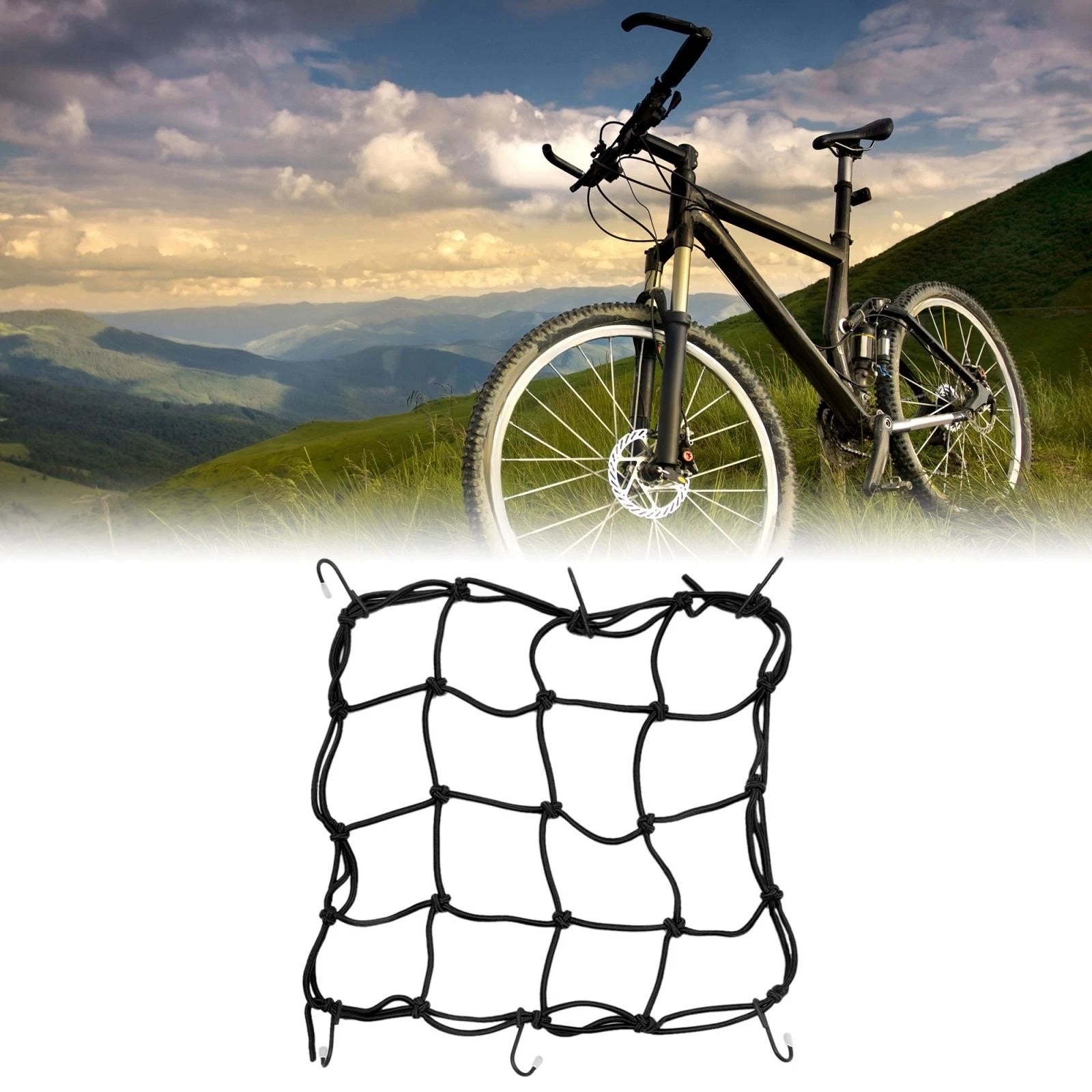 Cargo Luggage Storage Mesh Bungee Net 13x13 Black for Bike Bicycle (—)