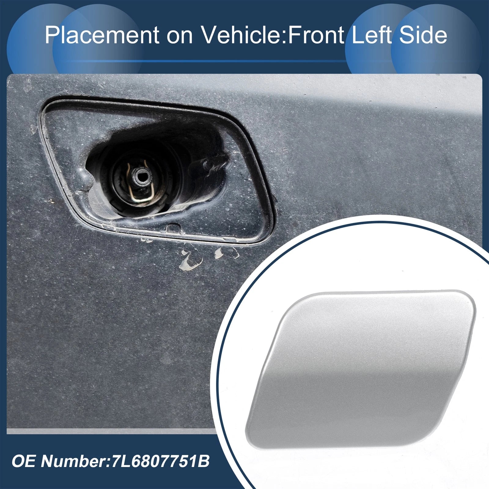 Front Left Washer Nozzle Cover Cap for Volkswagen Touareg (2007–2010)