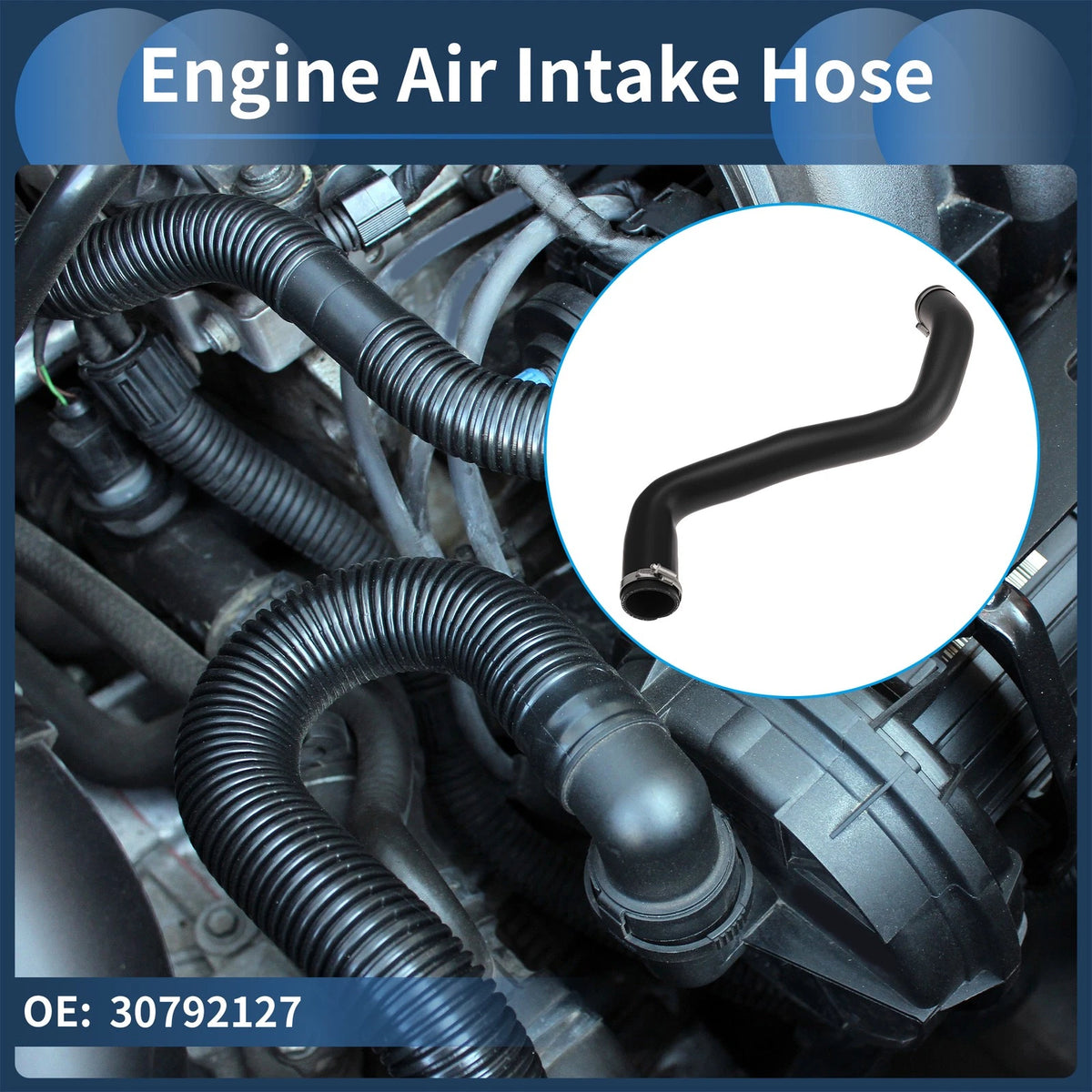 Set of 1 Engine Air Intake Hose for Volvo V70 (2008–2010) No. 30792127 Rubber