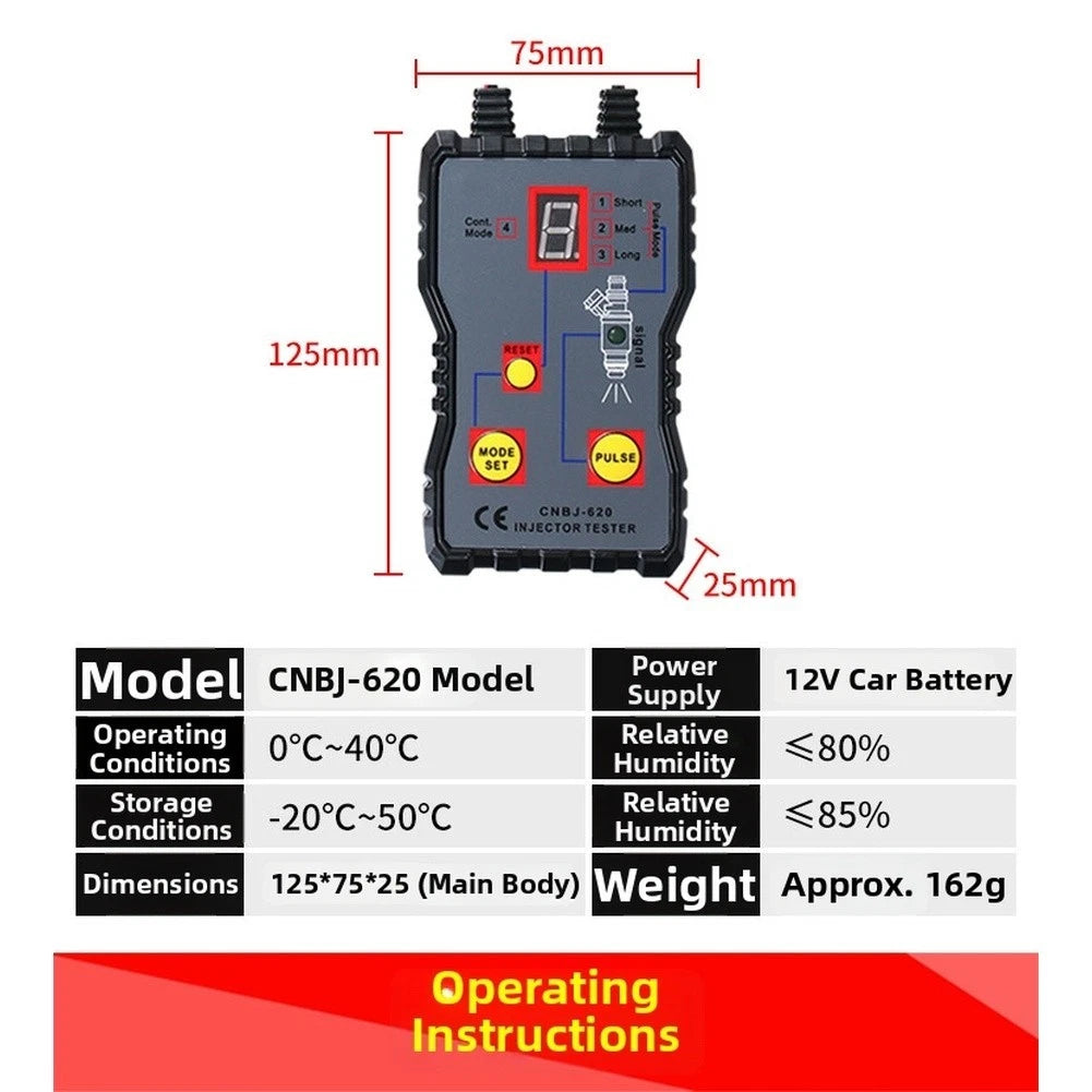 Fuel Injector Tester for Automotive Repair (12V, 4 Pulse Modes)