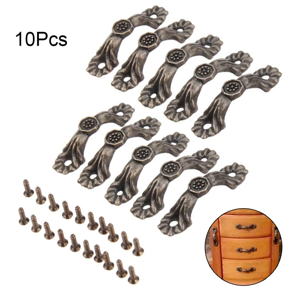 10Pcs Vintage Pull Handle Cabinet Knob Hardware for Jewelry Box