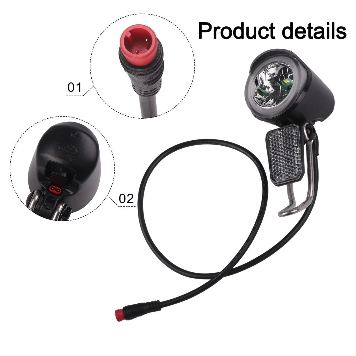 Headlight for Electric Bicycle (6-60V) - ABS Black