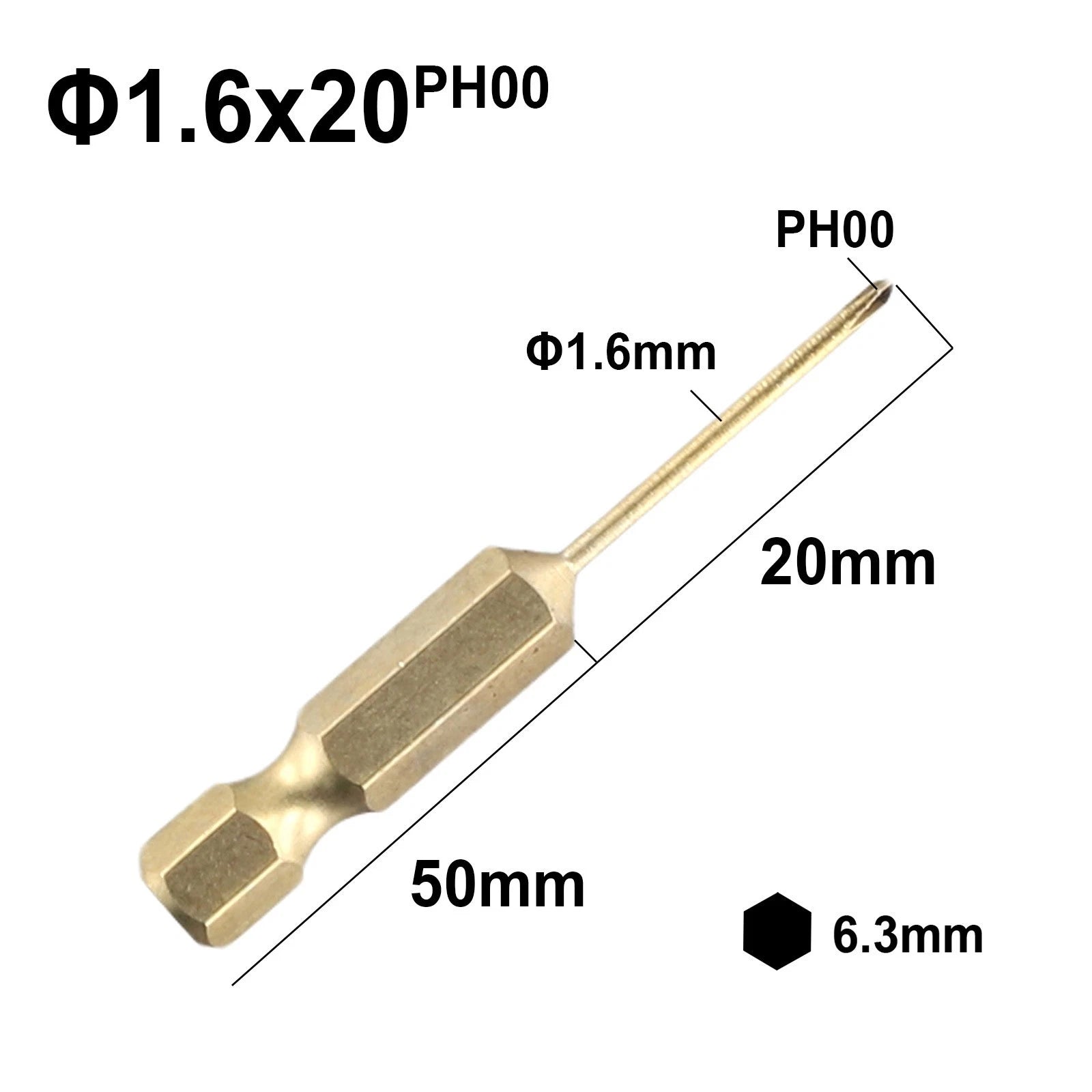 50mm Hex Screwdriver Bit for Electric and Hand Tools (PH00 PH2)
