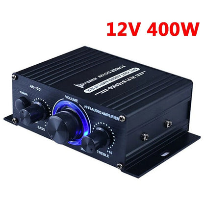 12V 400W Mini HIFI Audio Power Amplifier Home Black Digital Aluminum Alloy AMP