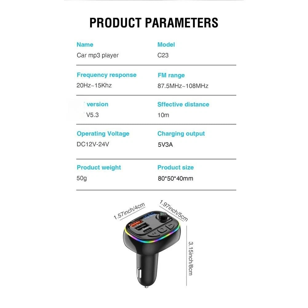 Wireless Car USB MP3 Player with FM Transmitter for Vehicles