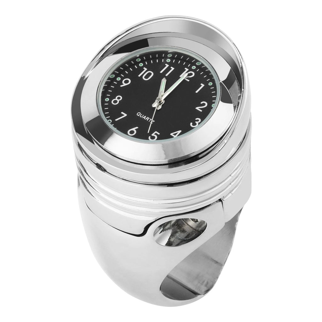 Chrome Handlebar Mount Clock for Harley Custom Motorcycle (1 1/4")