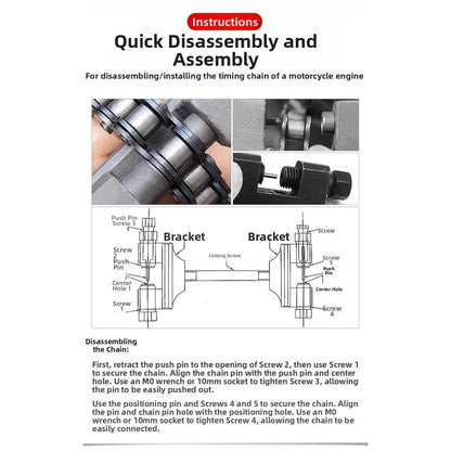 Heavy Duty Motorcycle Chain Remover Tool for Single Row Chains