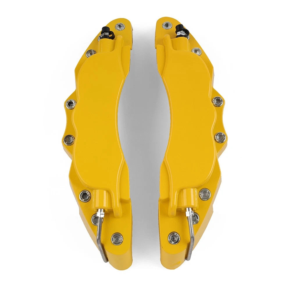 2X Yellow Metal Disc Brake Caliper Covers for Universal Fit
