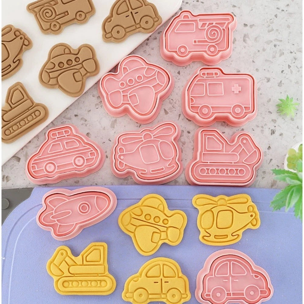 8 Piece Vehicle Car Theme Cookie Cutters Set - Food Safe Baking Tools