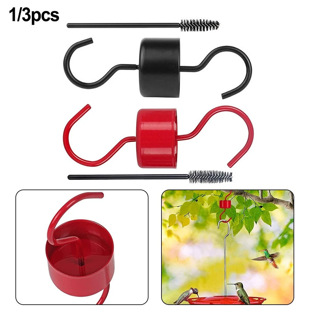 Red Metal Moat for Hummingbird Feeder with Additional Hooks