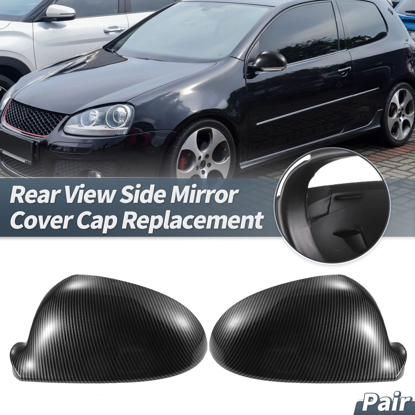 Rearview Mirror Cover Cap Replacement for Volkswagen Golf 5 GTI MK5 (2004–2009)