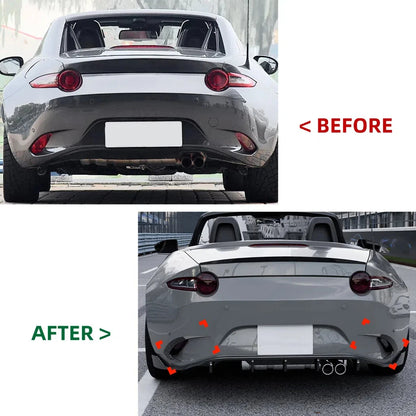 Carbon Look Rear Bumper Side Fin Canards Splitter for Mazda MX-5 Miata (2016–2023)