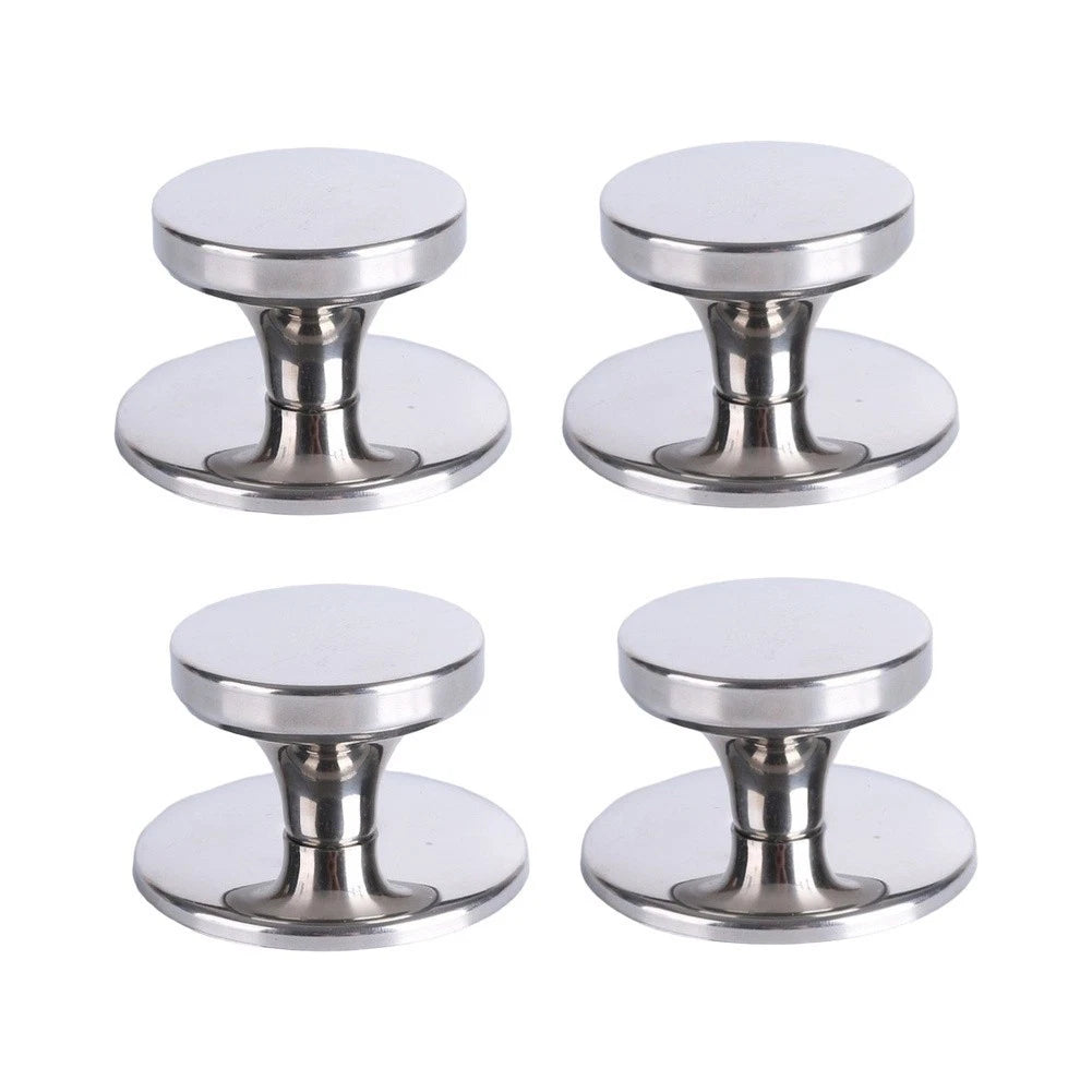 Set of 4 Stainless Steel Pot Lid Knobs with Screws