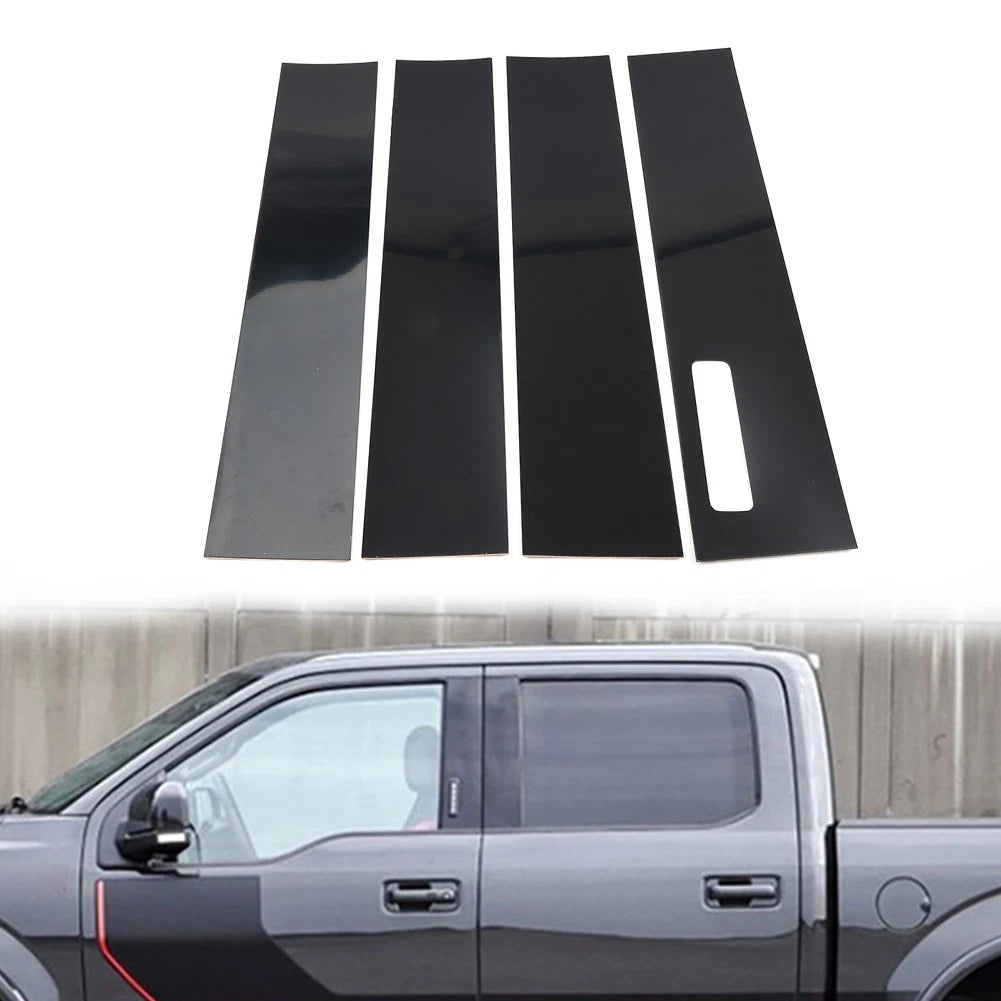 Pillar Post Door Window Cover Trim Kit for Ford F150 (2015–2022) Black