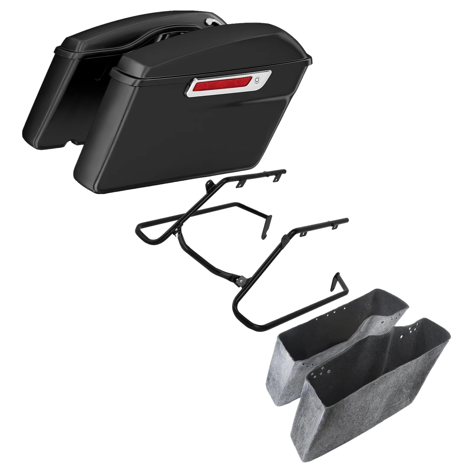 Matte Black Hard Saddlebags & Conversion Bracket for Harley Fat Boy (2018–Present)