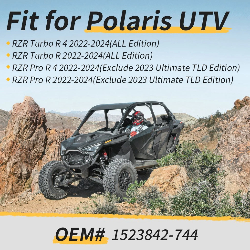 Set of 4 Matte Flash Black 5 Lug Rim Caps for Polaris RZR Turbo Pro R (2022–2024)