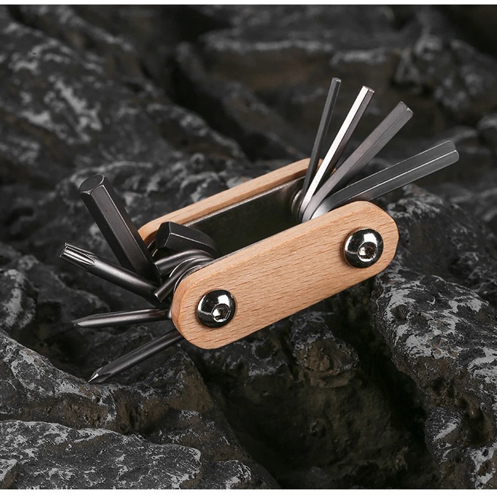 8 Function Folding Bicycle Repair Tool Kit - Hex Wrenches for Bikes