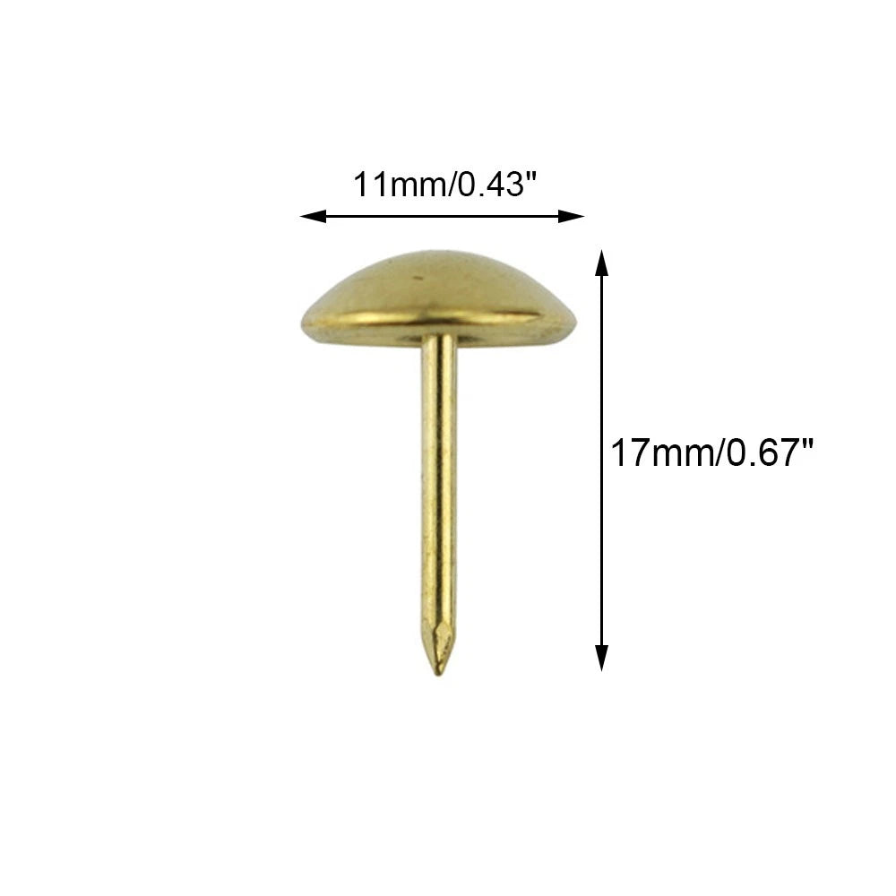 100Pcs Gold Upholstery Nails Pins for Furniture Decor (11mm x 17mm)