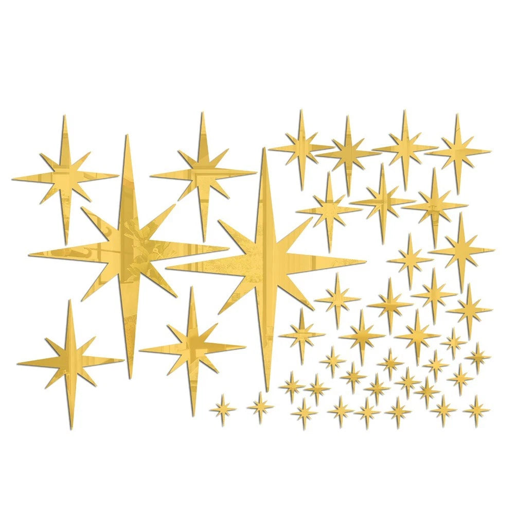 42 Pcs Removable Star Wall Stickers Acrylic Mirror Multicolor