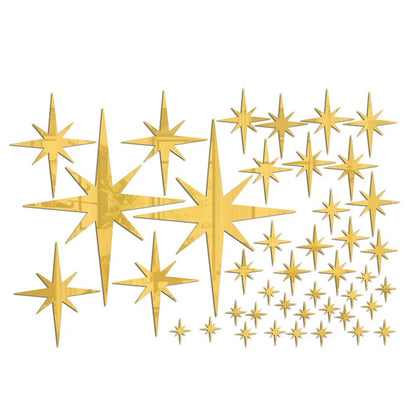 42 Pcs Removable Star Wall Stickers Acrylic Mirror Multicolor