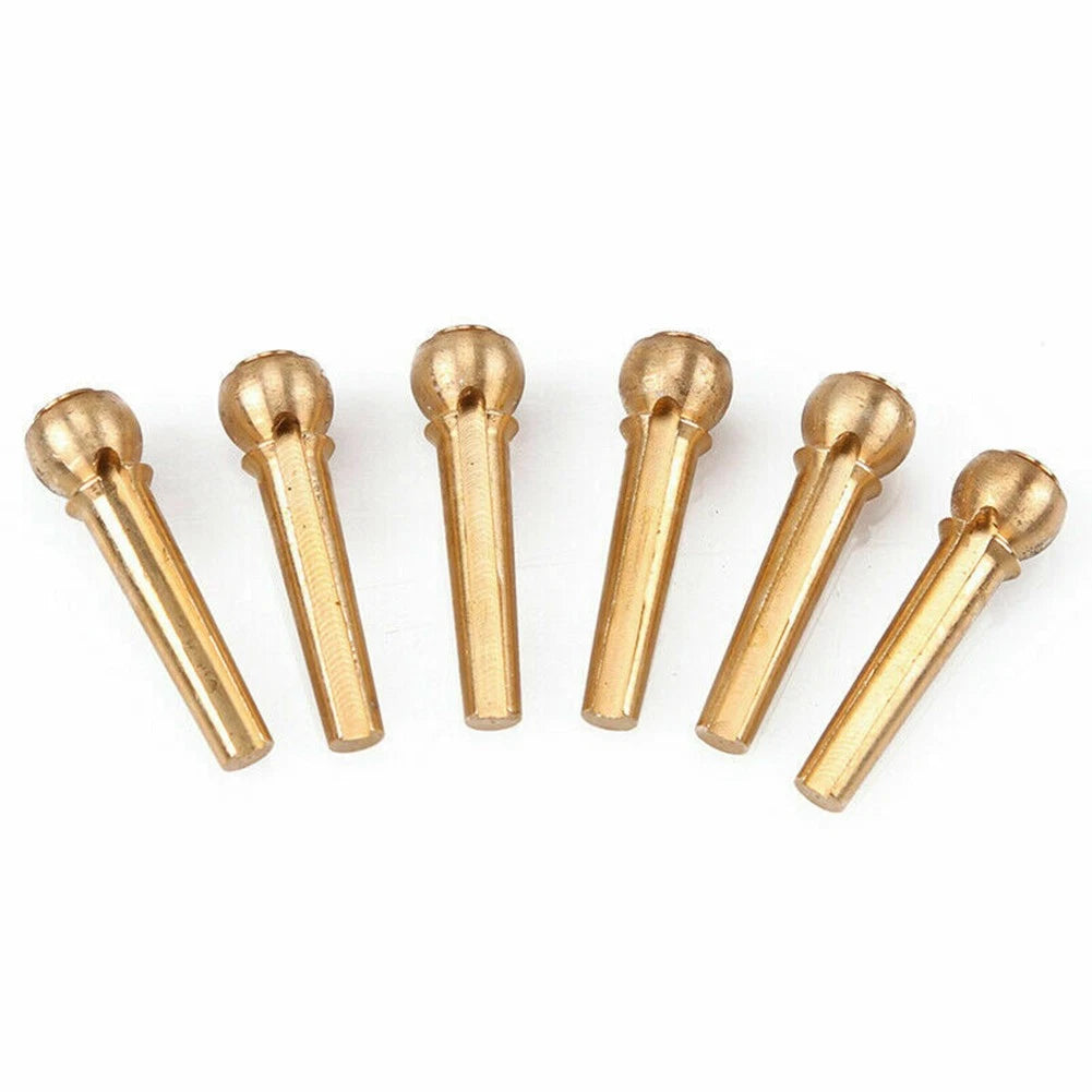 6Pcs Brass Bridge Pins for Acoustic Guitar (Universal Fit)