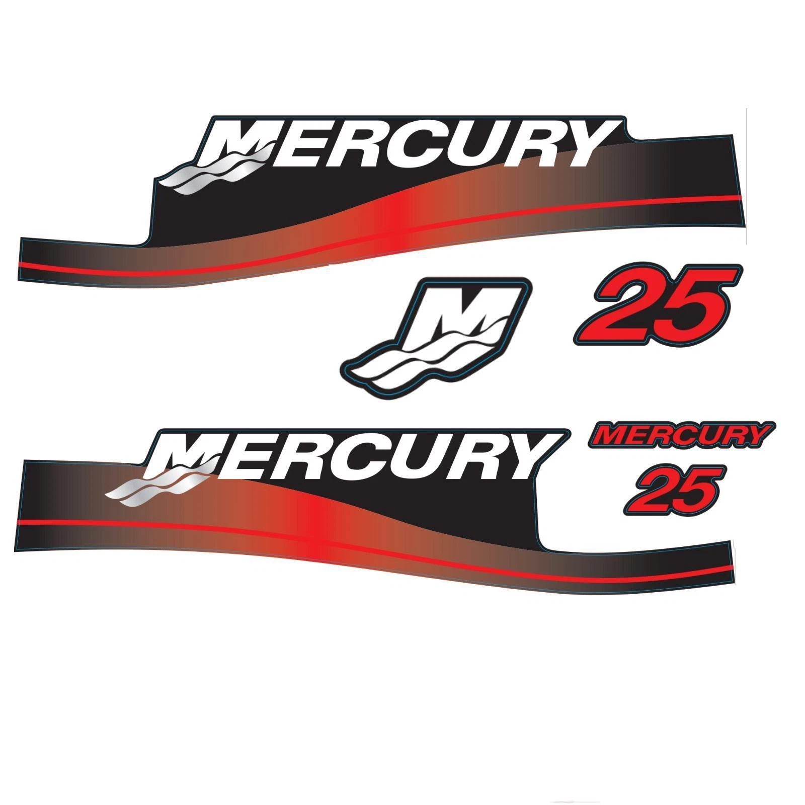 Sticker Set for Mercury 25 hp Outboard (808499A00)